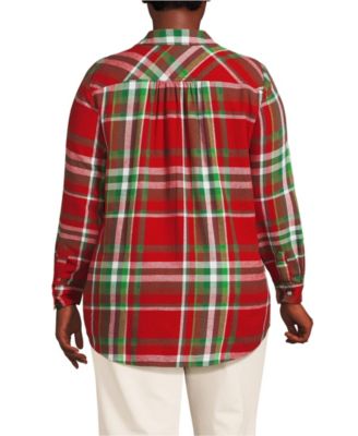 Plus Size Flannel Boyfriend Long Sleeve Shirt