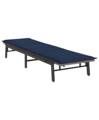 Sun Lounger Grey, Navy Blue PE rattan, Powder-coated steel Standard