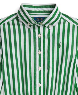 Girls' 7-16 Striped Long Sleeve Shirtdress