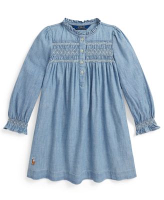 Girls' 2T-6X Smocked Round Neck Dress