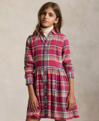 Girls' 7-16 Long Sleeve Shirred Waist Dress