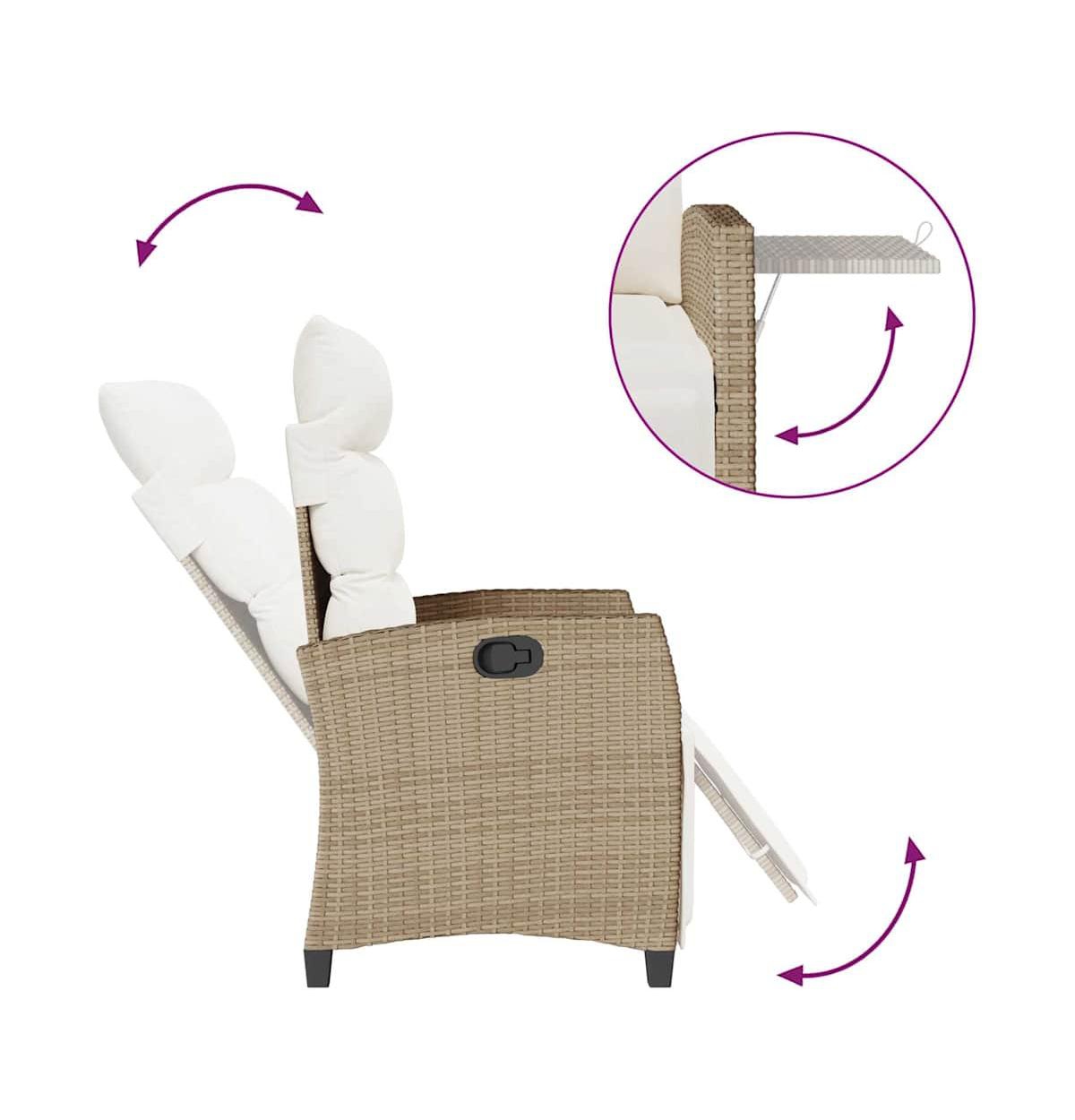 vidaXL Reclining Patio Chair Foldable Reclining Garden Chair Rectangular