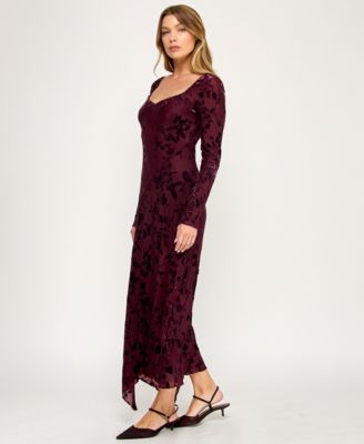 Women's Burnout Long Sleeve Maxi Dress