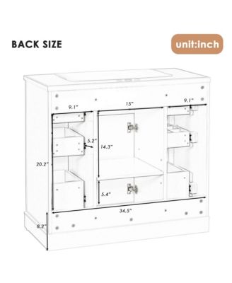 36" Bathroom Vanity, Cabinet Base Only, One Cabinet and Six Drawers