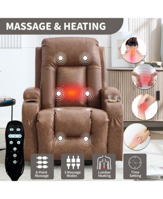 PU Infinite Position Up to 350 LBS Power Lift Recliner Chair for Elderly, Heavy Duty Motion Mechanism with 8-Point Vibration Massage