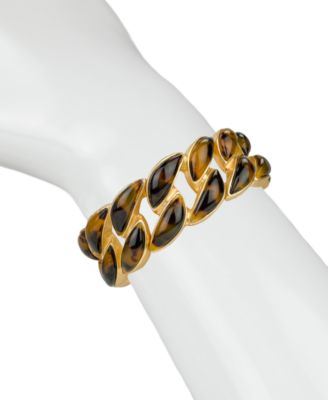 Resin Tortoise Matte Gold-Tone Stretch Link Bracelet