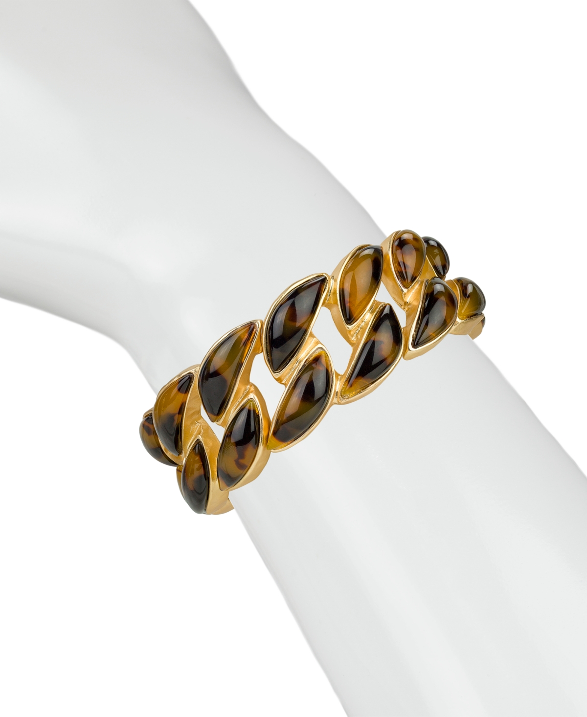 Patricia Nash Resin Tortoise Matte Gold-tone Stretch Link Bracelet In Gold