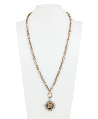 Antique-Like Gold-Tone and Silver-Tone Ox Compass Convertible Necklace