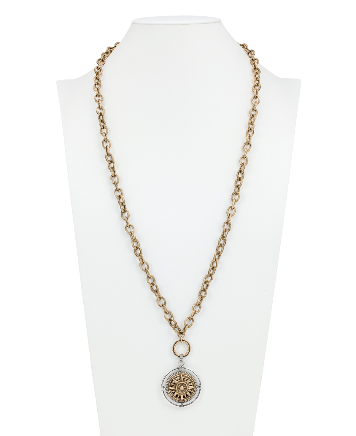 Patricia Nash Antique-like Gold-tone And Silver-tone Ox Compass Convertible Necklace In Gold