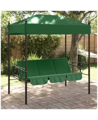Garden Swing Bench Green Powder-Coated Steel Large