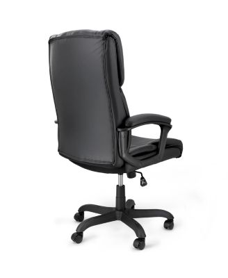 High Back Adjustable Faux Leather Office Chair in Black and Black Base