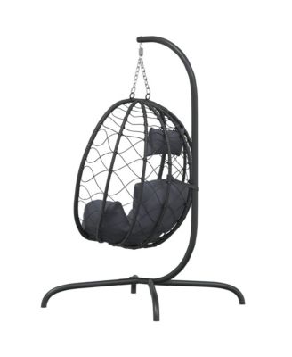 Hanging Egg Chair Anthracite Poly Rattan, Powder-Coated Steel