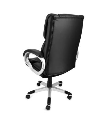 High Back Adjustable Faux Leather Office Chair in Black and Gray Base