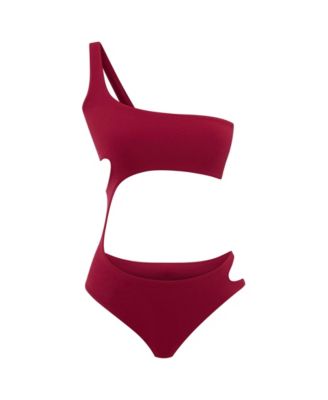 Women's Ocean Cutout Swimwear - One-Shoulder Monokini