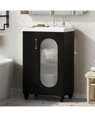 20&amp;quot; Bathroom Vanity with Sink, Cabinet with Two-Tier and Adjustable Shelf, Solid Wood and MDF