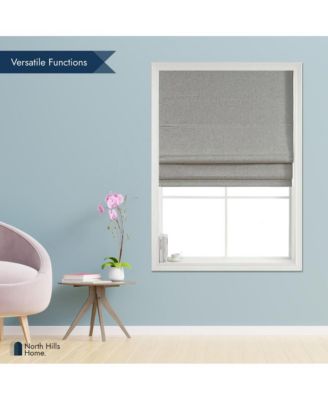 Linen Blended Belgian 100% Blackout Roman Shade Poly Linen 35x64 Light Grey