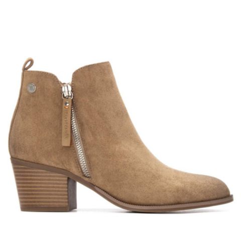 Женские ботинки XTI Block Heel Suede Ankle Booties Refresh Collection, цвет: Бежевый