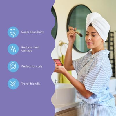 2-Pack Microfiber Hair Towel Wrap for Straight, Wavy & Curly Hair – Antique White & Moonbeam, Quick Dry