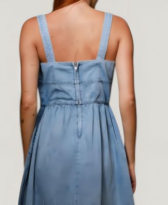 Women's Denim Square Neck Midi Dress