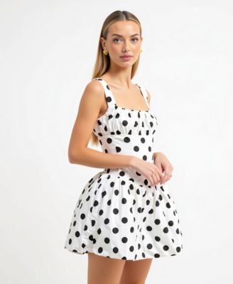 Women's Polka Dot Corset Bodice Flared Mini Dress