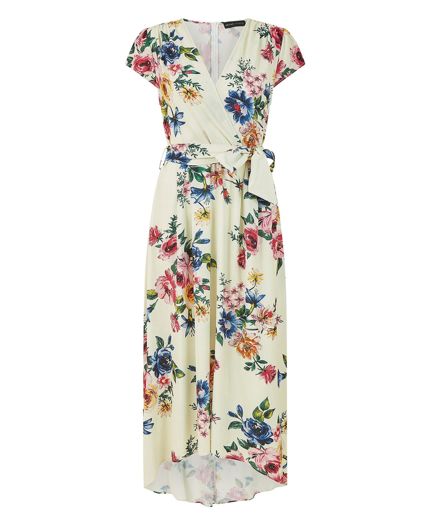 Женское платье Yumi Floral Print Dip Hem Wrap, цвет: Слоновая кость — фото 2