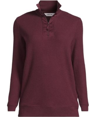 Plus Size Long Sleeve Waffle Quarter Zip Pullover