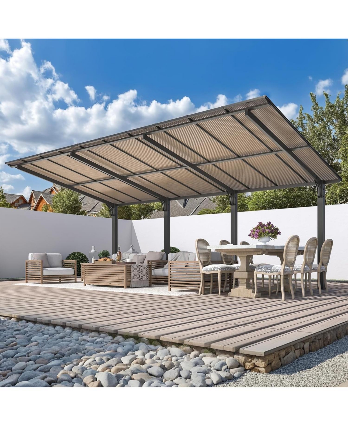 Aecojoy 20' x 10' Outdoo Gazebo for Patio, Large 10x20 Pergola Carport