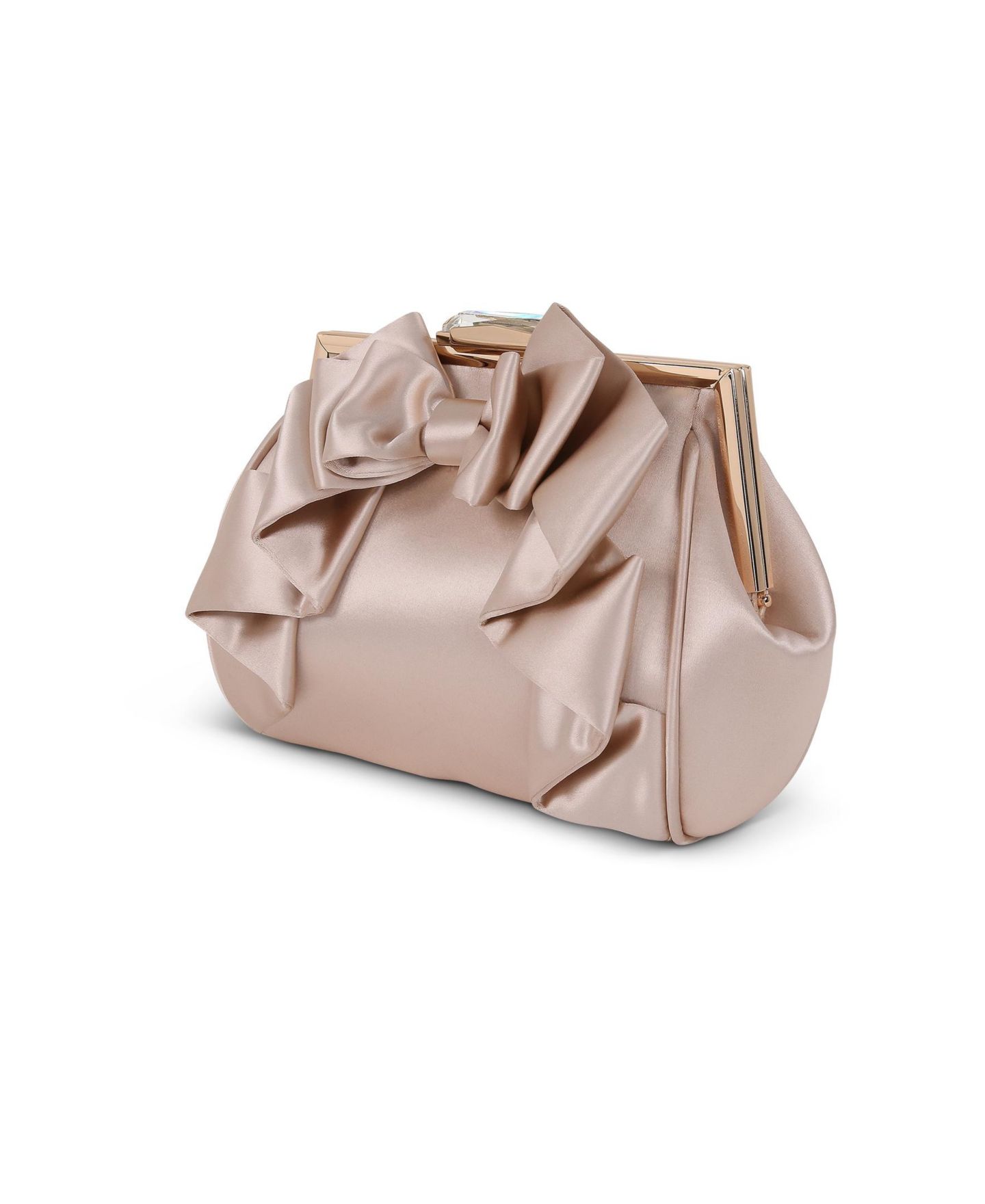 Женская сумка Jewel Badgley Mischka Mae Signature Satin Pouch Framed with Luxurious Satin Bow, цвет: Шампань — фото 2