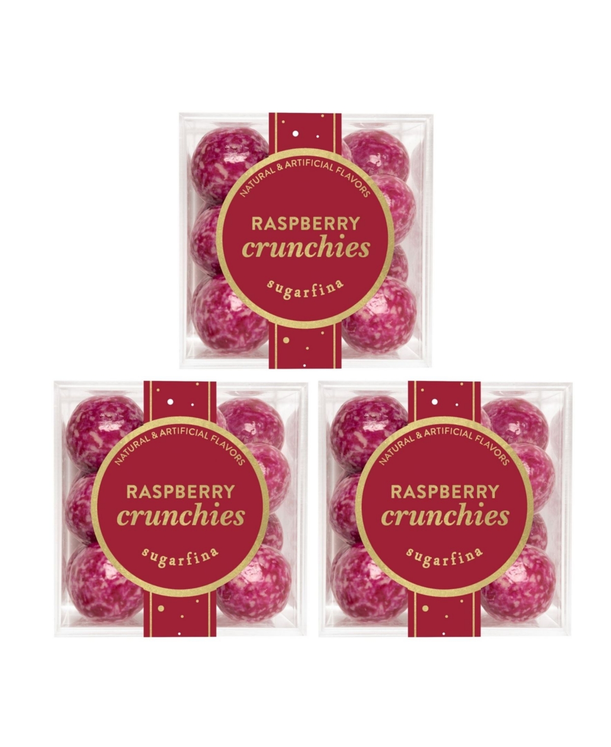 Sugarfina Holiday Raspberry Crunchies, 3 Piece