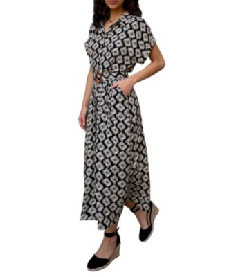 Women's Belted Midi Shirt Dress