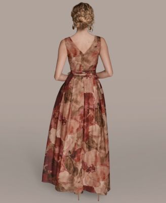 Women's V-Neck Floral Ball Gown