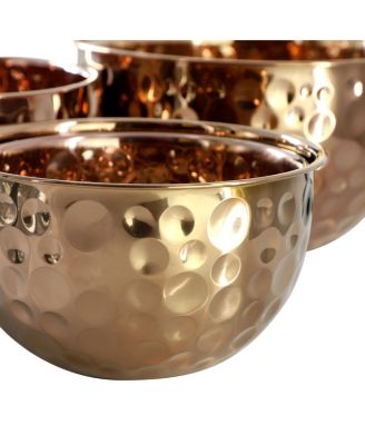 Hammered Bubble Texture 5 Piece Stainless Steel Serving Bowl Set in Copper