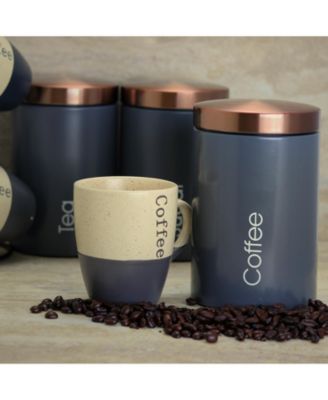 Essential Kitchen Storage 3 Piece Sugar, Coffee and Tea Canister Set in Matte Gray