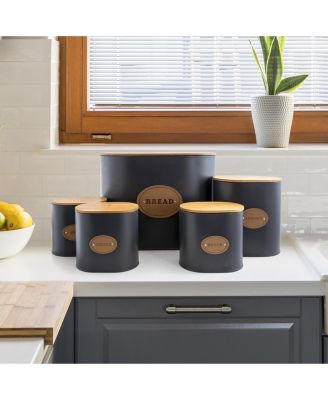Kitchen Food Storage and Organization 5 Piece Canister Set with Bamboo Lids