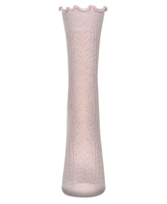 Women's Heart Ruffle Cuff Pointelle Crew Socks