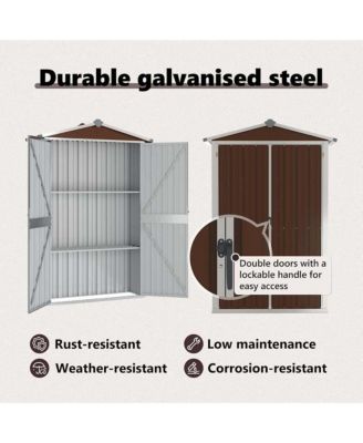 Garden Shed Brown Galvanized Steel and Plastic