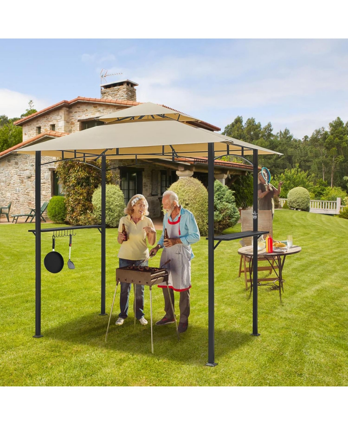 Aecojoy Grill Gazebo 8'x5'Outdoor Patio Backyard Bbq Shelter