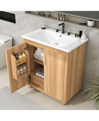 30" Bathroom Vanity with Sink Combo, Multi-Functional Cabinet with Doors and Drawer, MDF Board