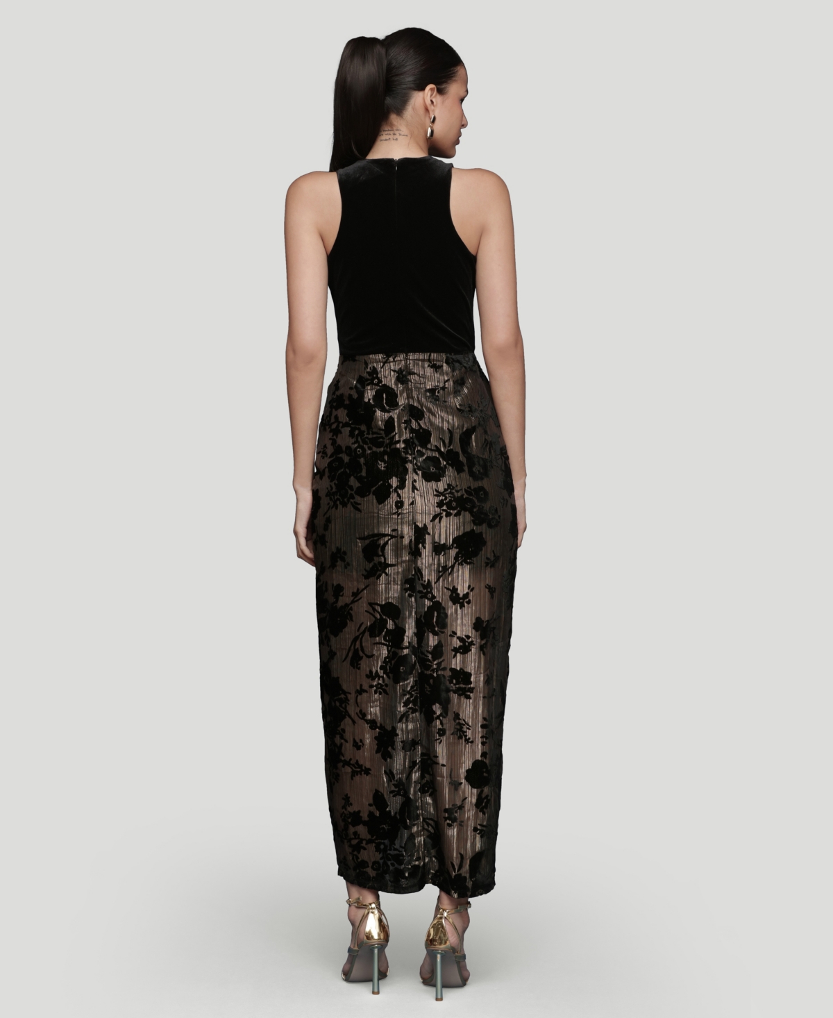 Avec Les Filles Women's Sarong Combo Fringe Drape Dress