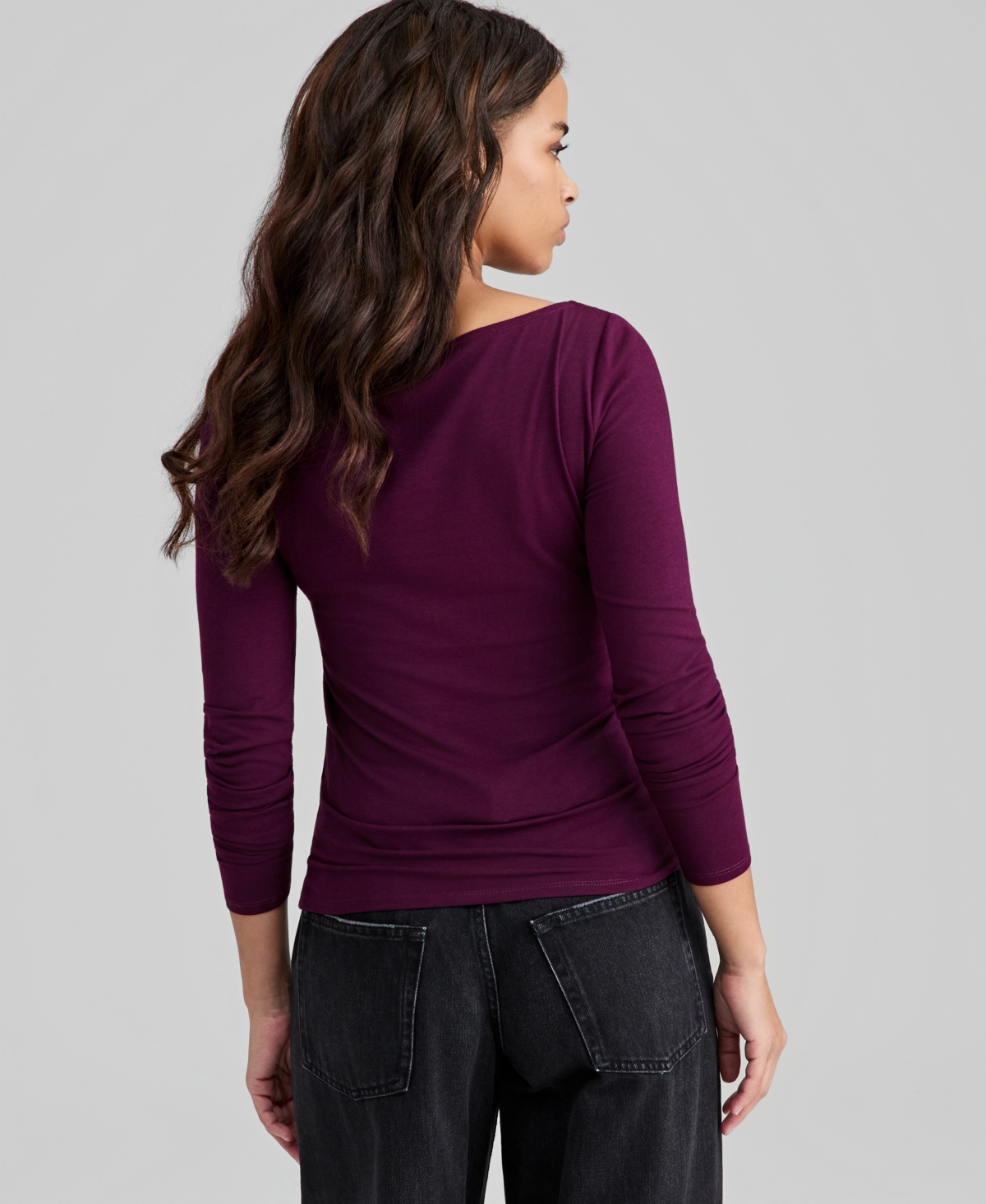 And Now This Women's Boat-neck Long-sleeve Knit Top, Macy's Exclusive In Purple