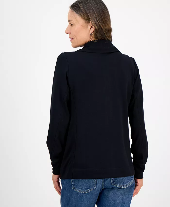 Petite Full-Zip Tunic Sweatshirt - thumbnail 6