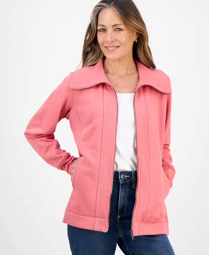 Petite Full-Zip Tunic Sweatshirt - thumbnail 2