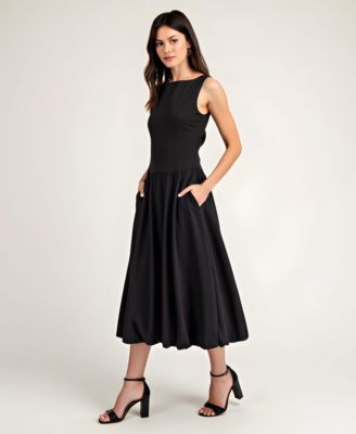 Women's Sleeveless Bateau-Neck Fit-And-Flare Midi Dress