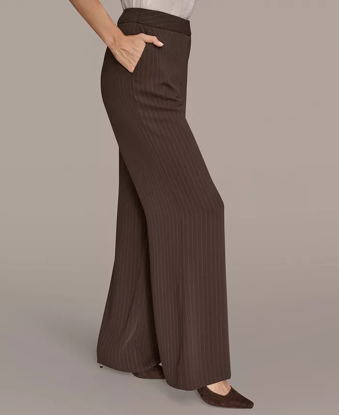 Women's Pinstripe Wide Leg Pants - thumbnail 2