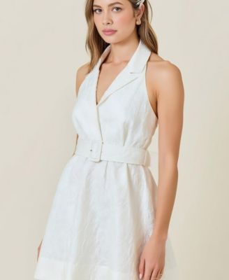 Women's Halter Belted Tailored Mini Dress