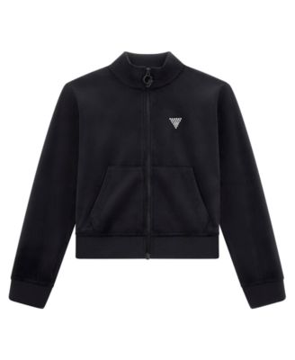 GUESS - Girls 8-16 Velour Rhinestone-Embellished Triangle Logo Active Sweatshirt