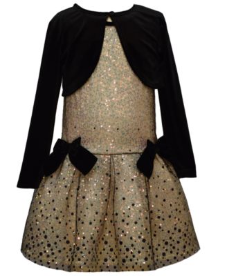 Girls' 7-16 Sequin Dot Dress and Cardigan, 2-Piece Set