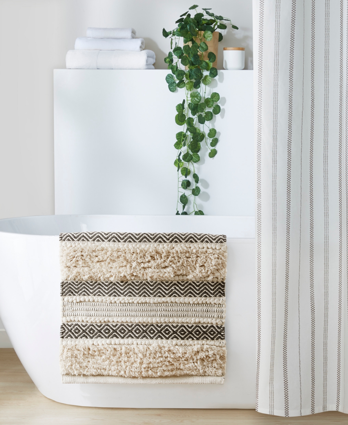 Ink+Ivy Asher Woven Texture Stripe Bath Rug