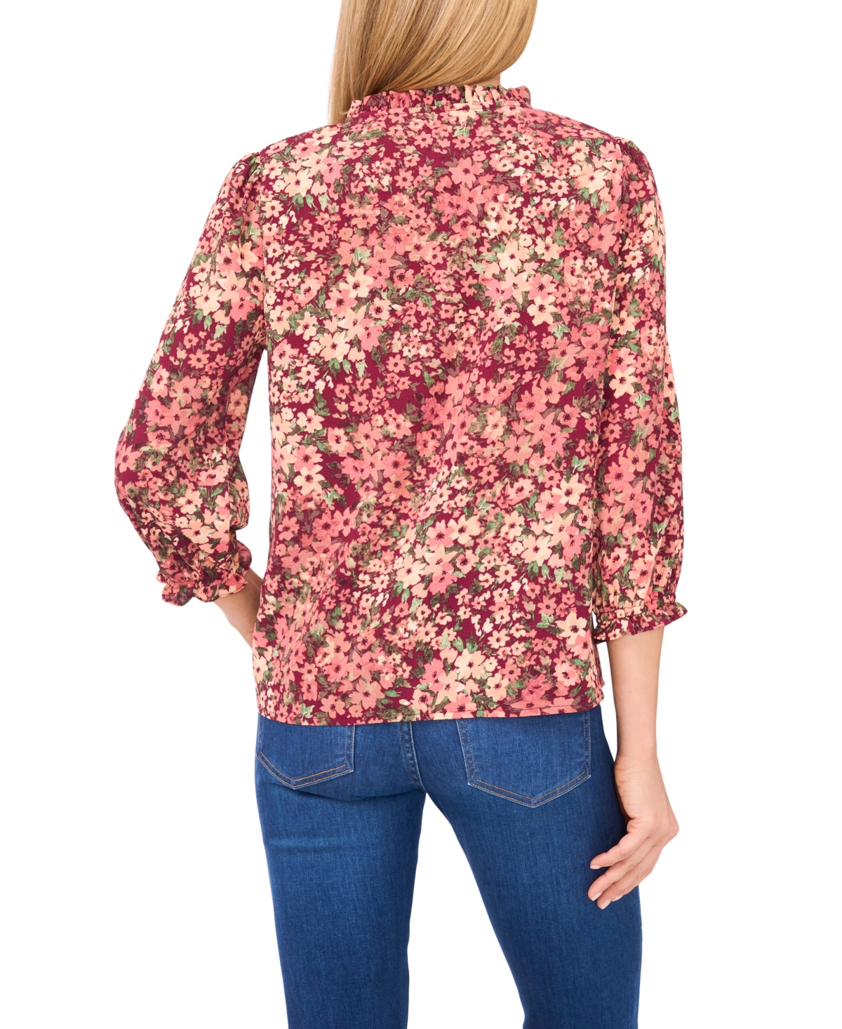 Cece Open Collar Blouse In Multi