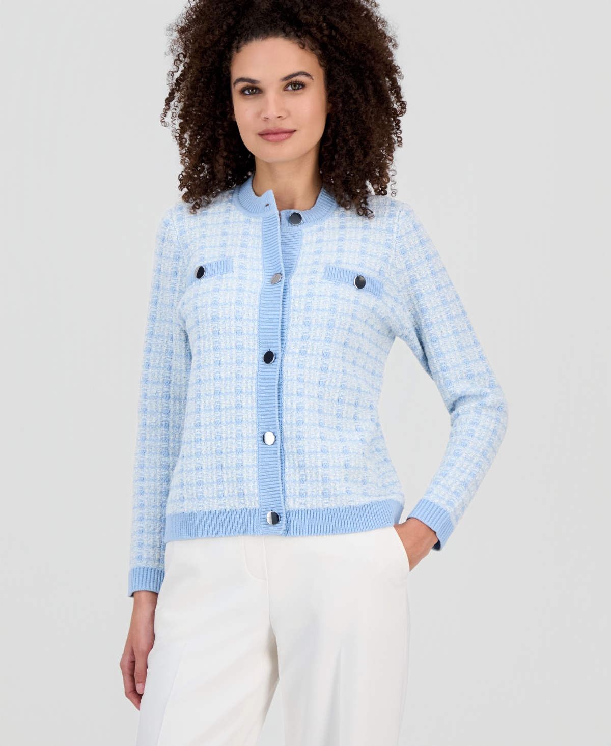Anne Klein Women's Textured Knit Button-Front Cardigan